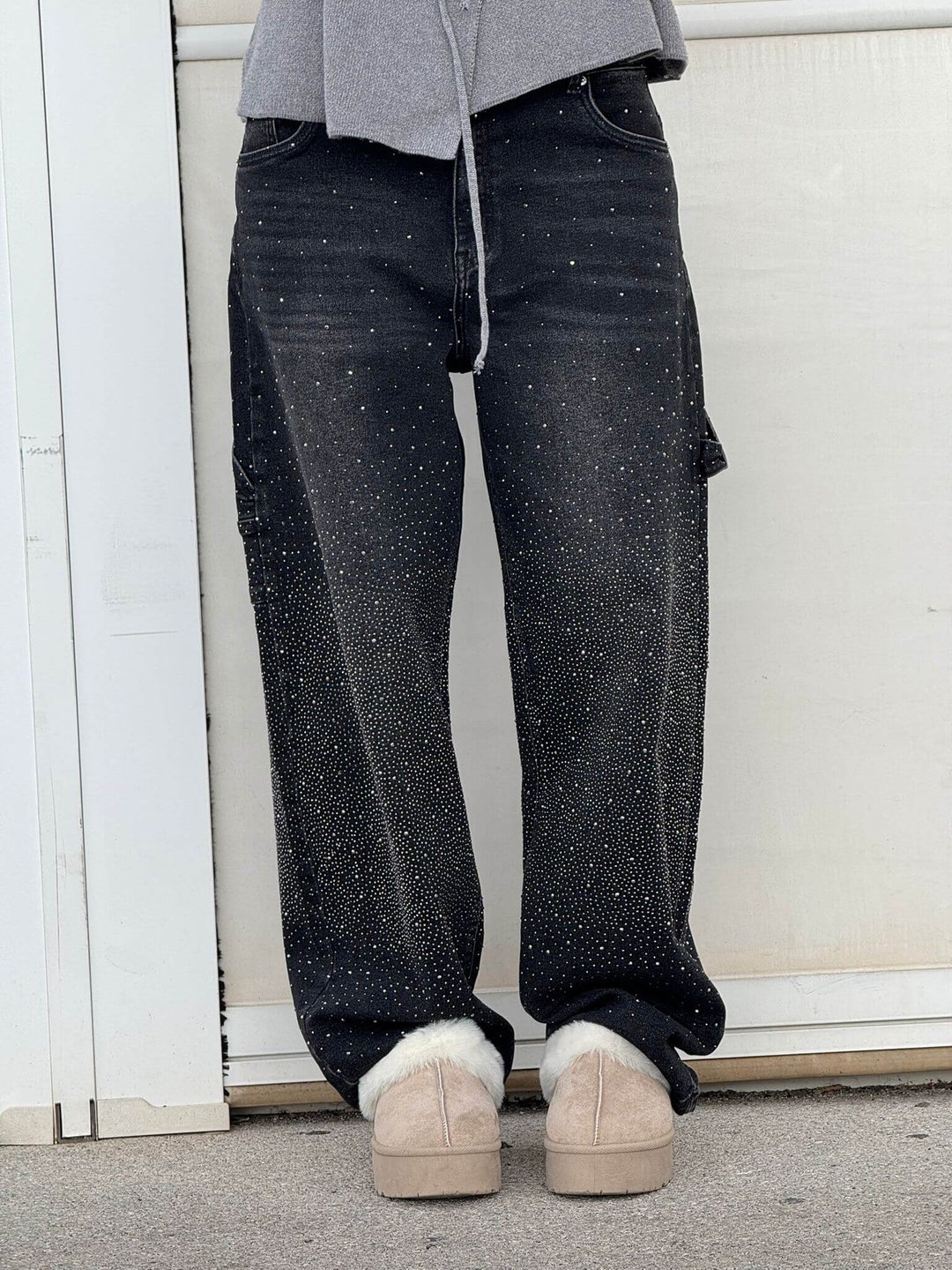 Rhinestone denim jeans