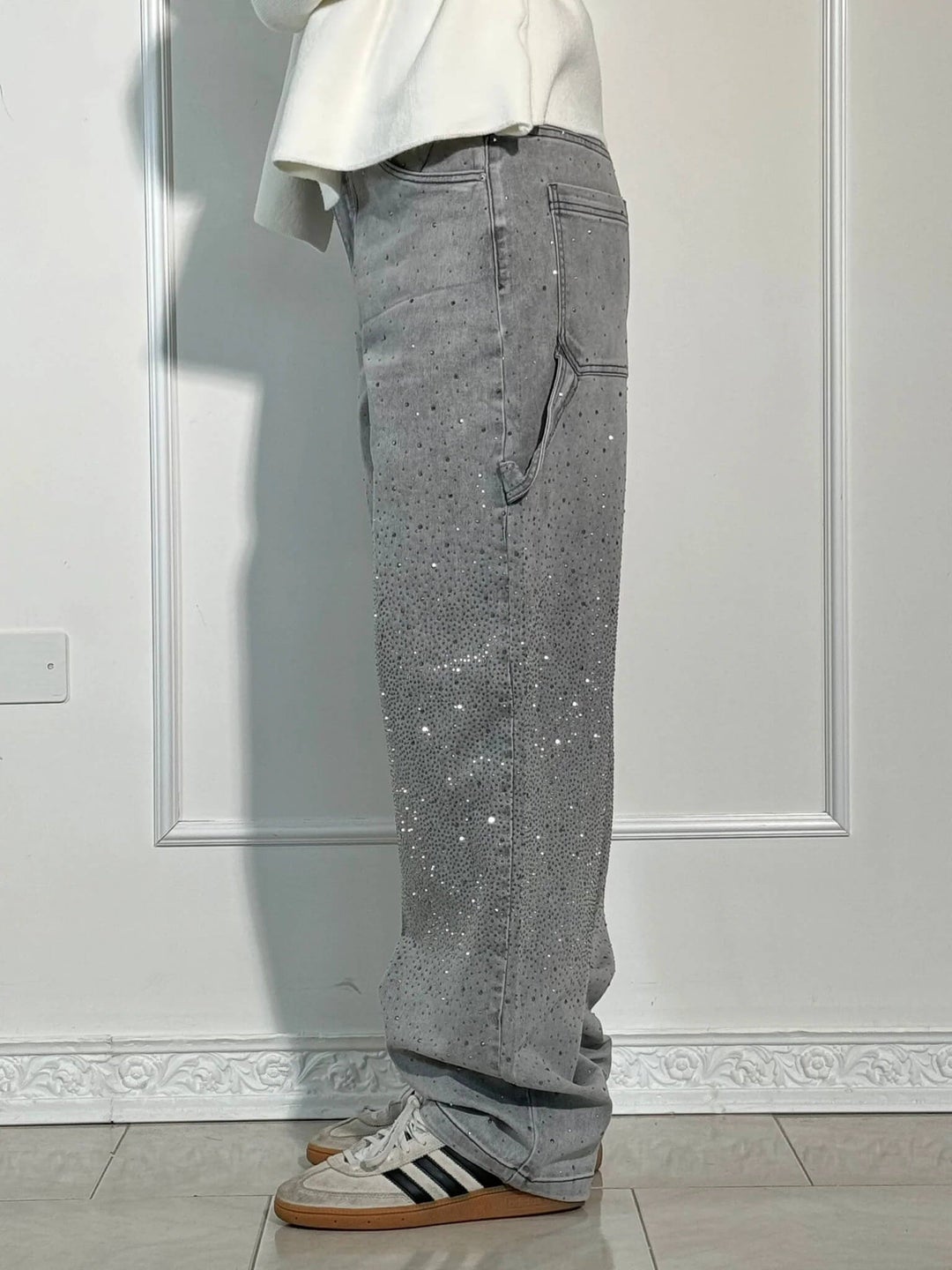 Rhinestone denim jeans