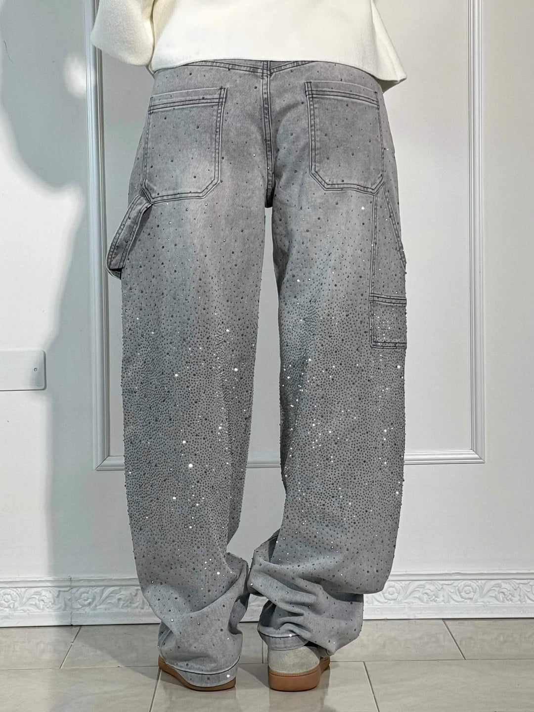 Rhinestone denim jeans