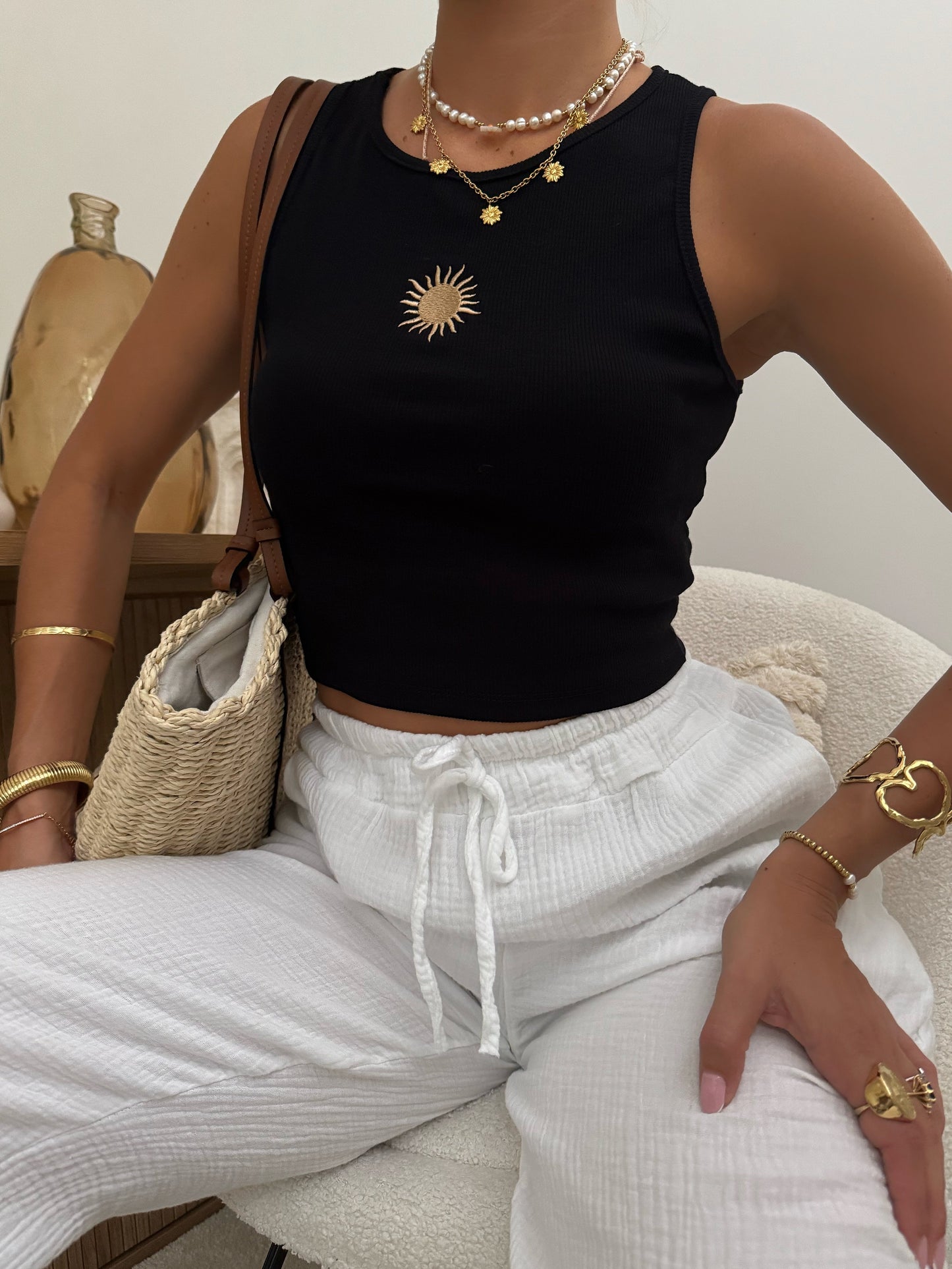 PAOLIANE cropped tank top - black