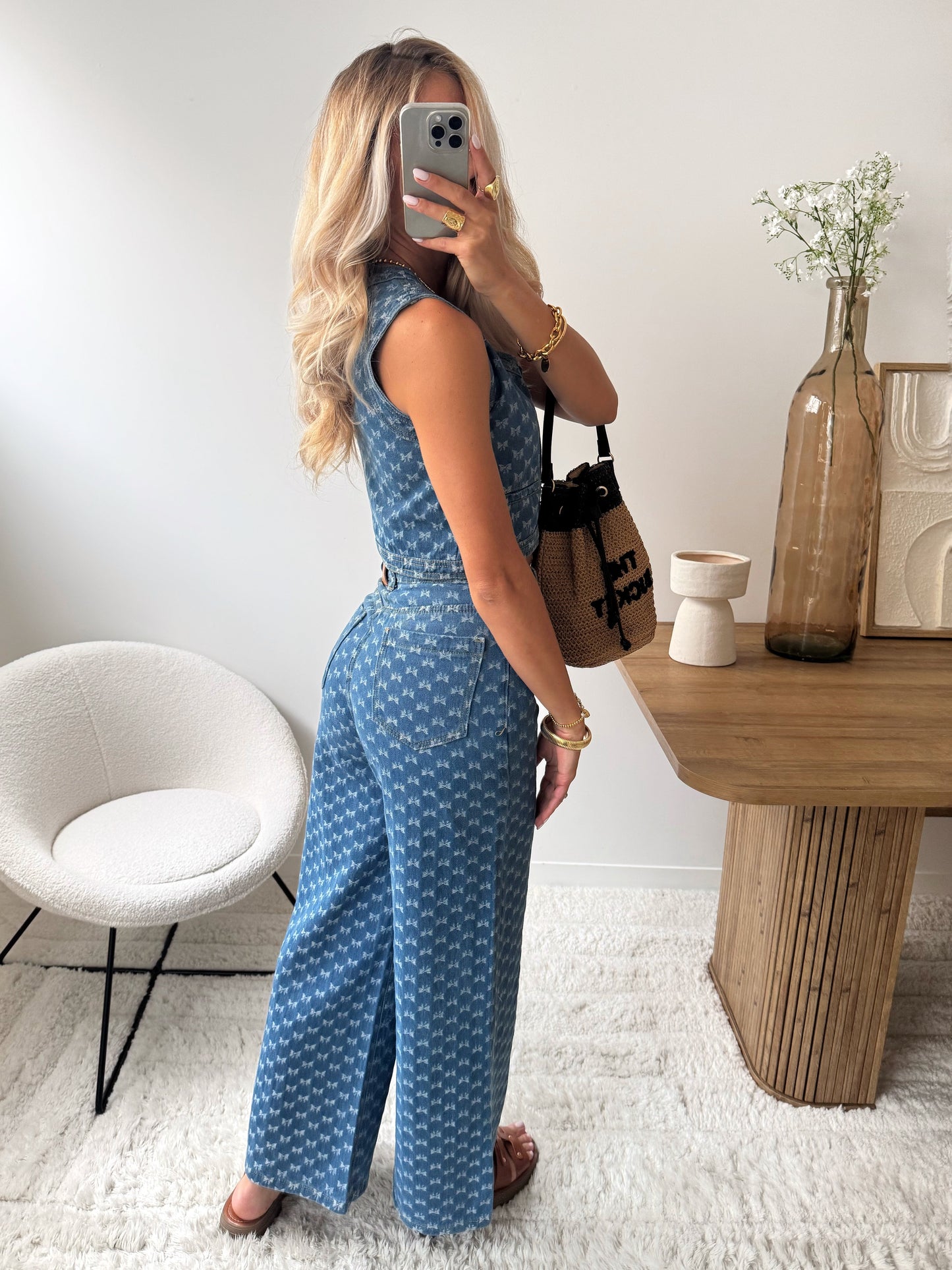 LYA knot print denim jeans
