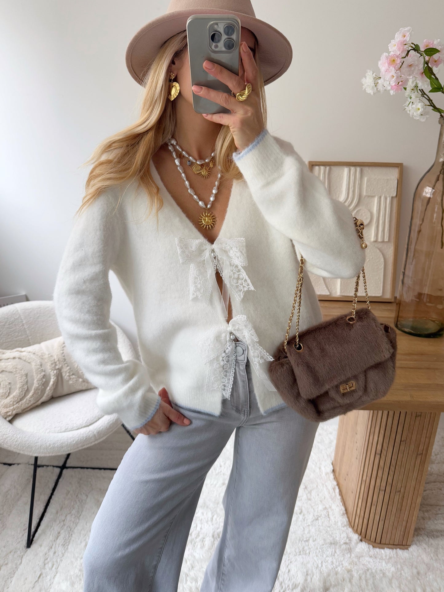 LERANI wide leg jeans - light gray
