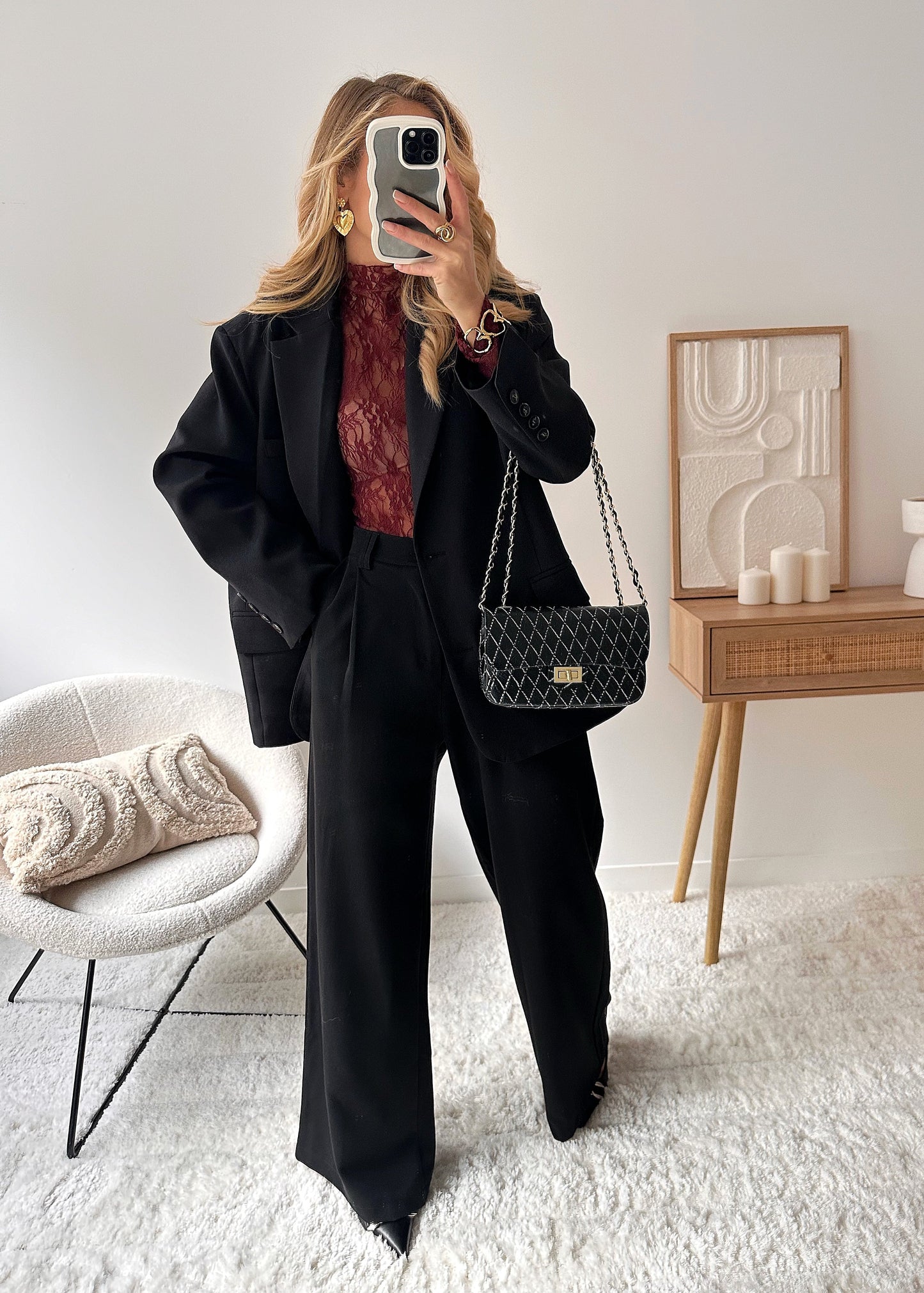 DEBRA Burgundy Lace Sheer Bodysuit