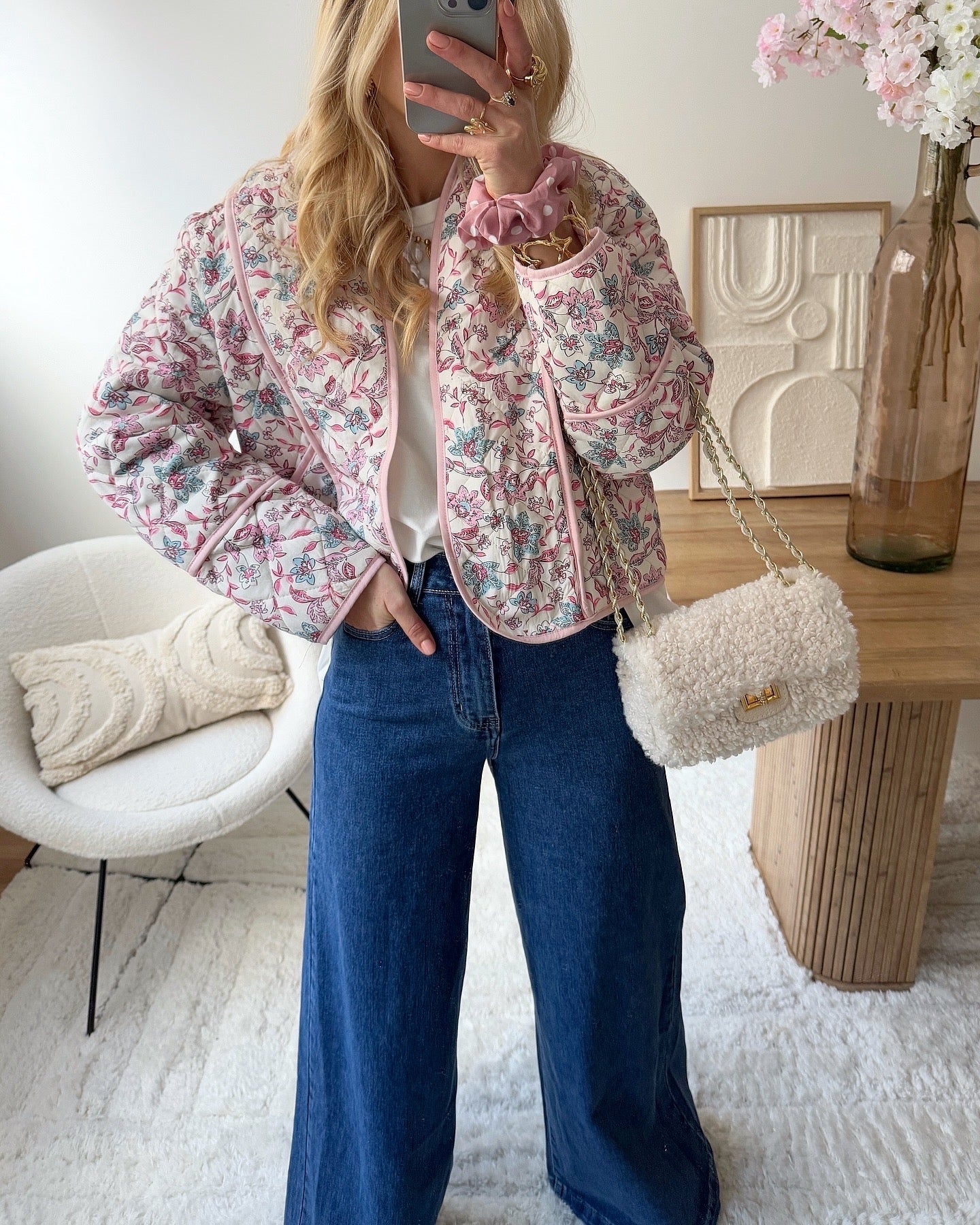 PATTI raw blue wide-leg high-waisted jeans