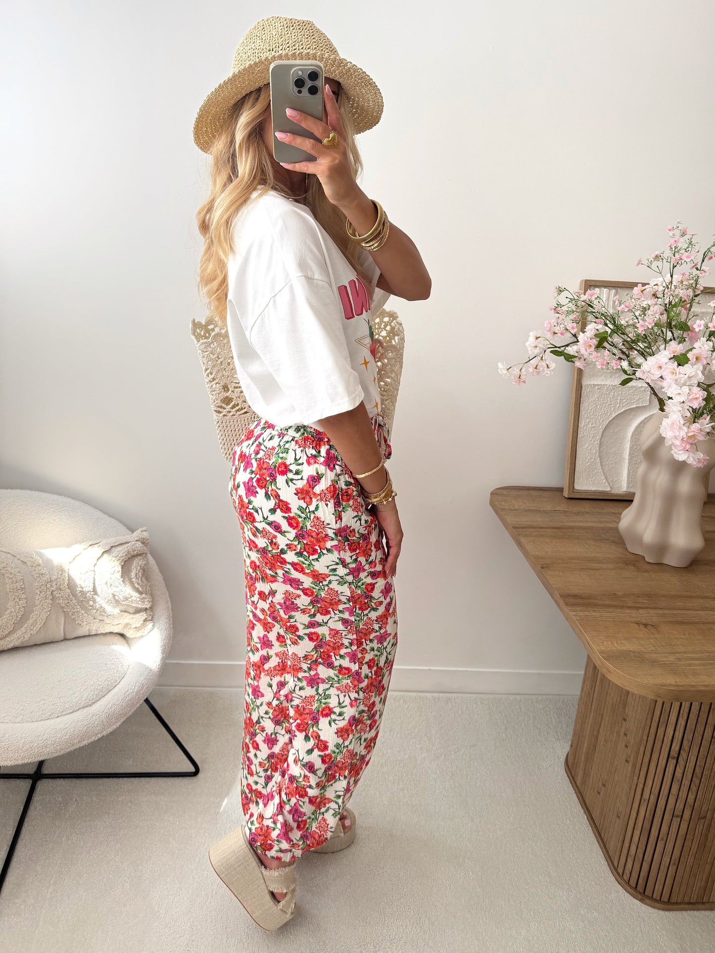 MACEIO floral print straight cut pants