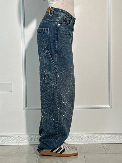 Rhinestone denim jeans