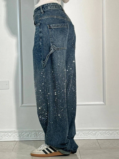 Rhinestone denim jeans