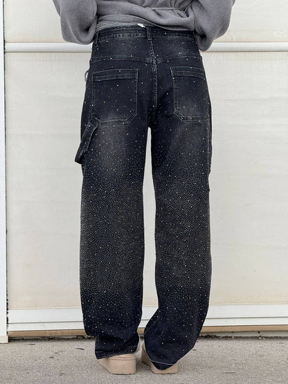 Rhinestone denim jeans