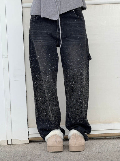 Rhinestone denim jeans