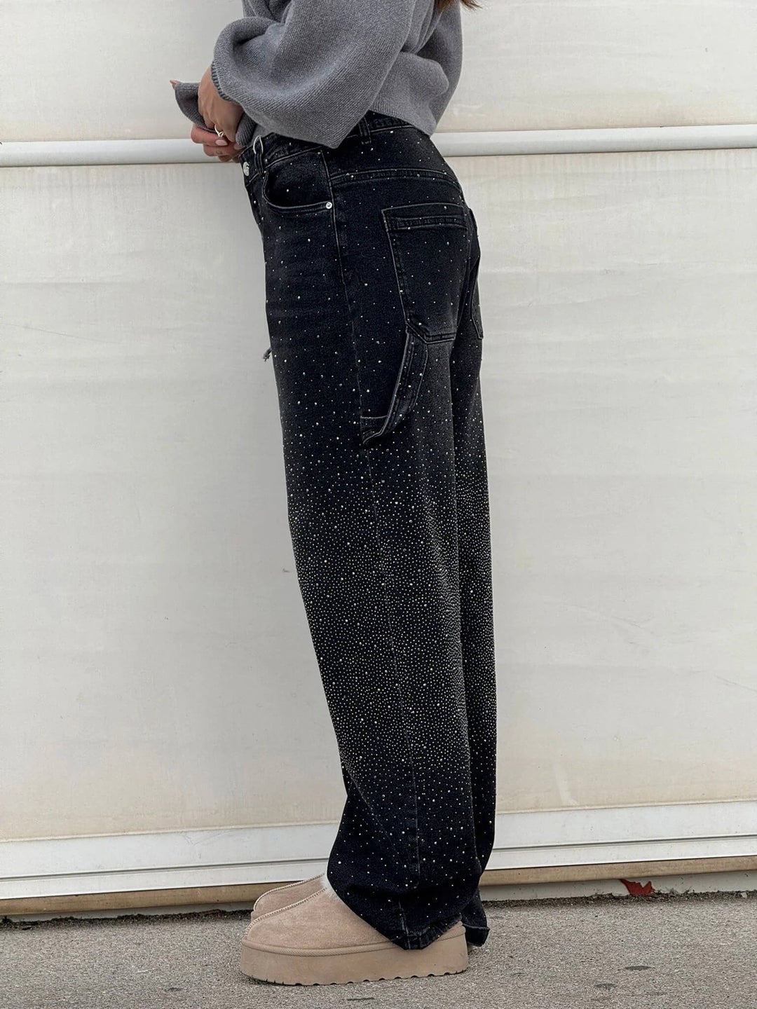 Rhinestone denim jeans