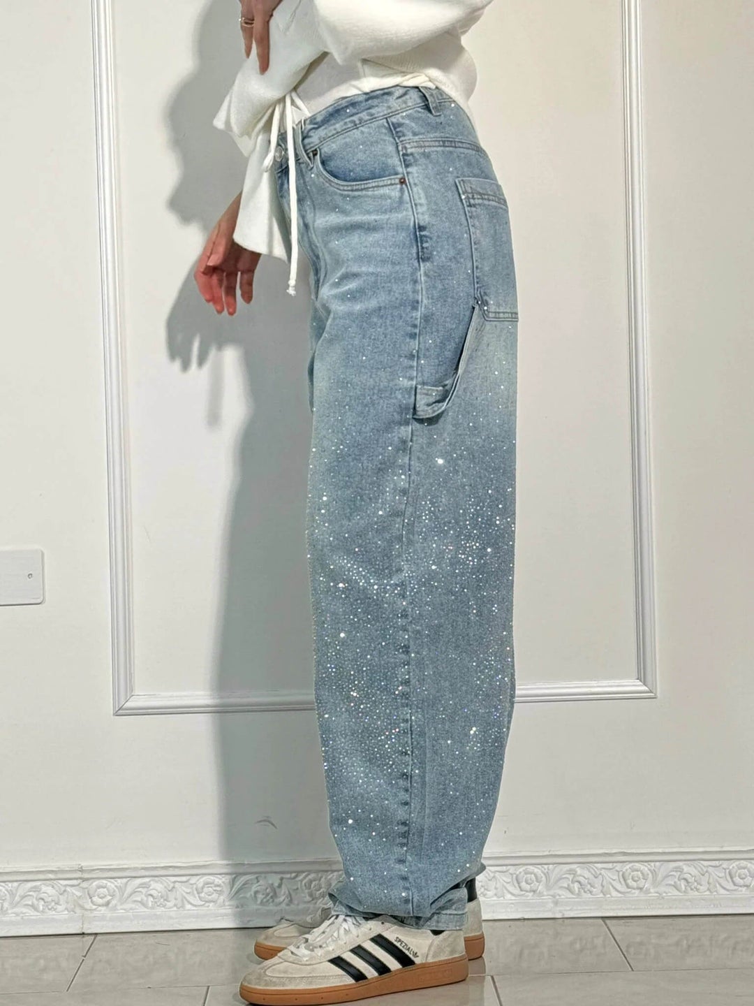 Rhinestone denim jeans