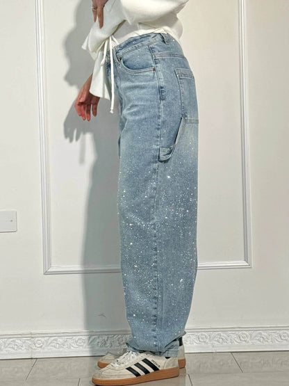 Rhinestone denim jeans