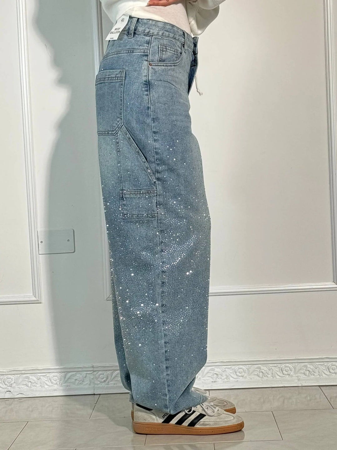 Rhinestone denim jeans