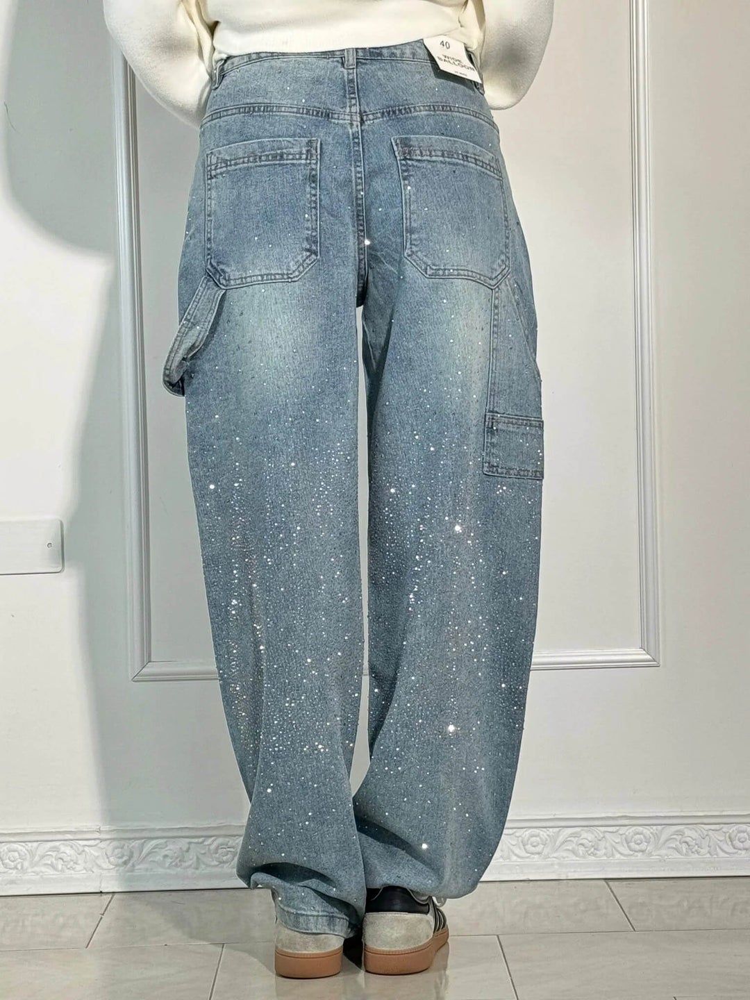 Rhinestone denim jeans