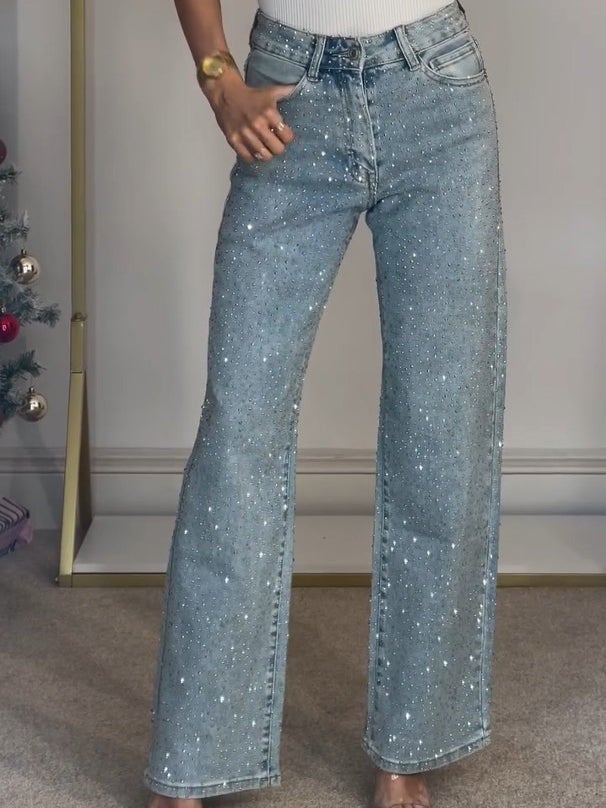 High waisted denim jeans
