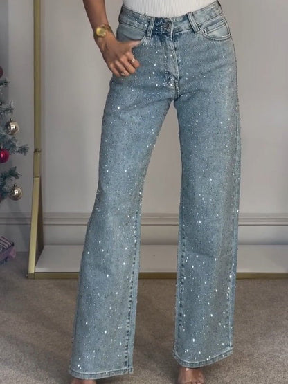 High waisted denim jeans