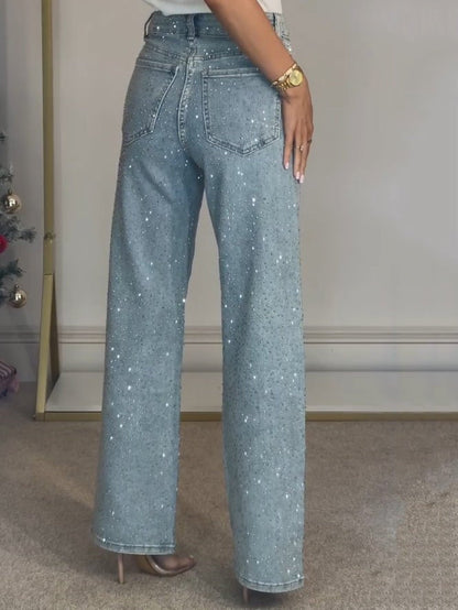 High waisted denim jeans