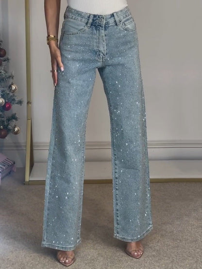 High waisted denim jeans