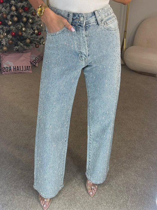 High waisted denim jeans