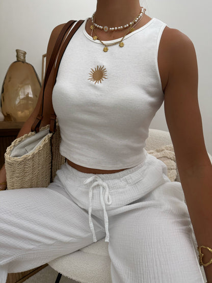 PAOLIANE cropped tank top - white