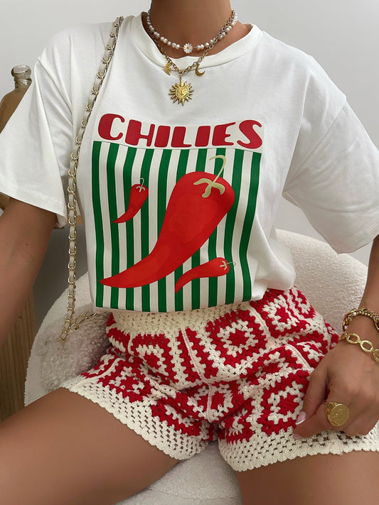 SPICY chili pepper print T-shirt