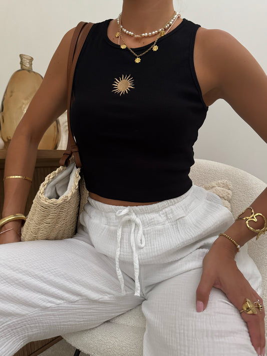 PAOLIANE cropped tank top - black