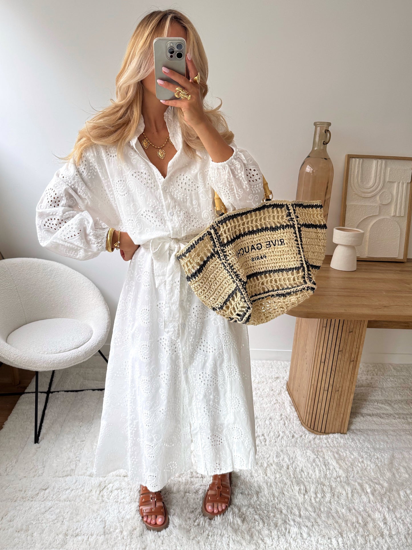 Long dress in openwork embroidery GRAZIE