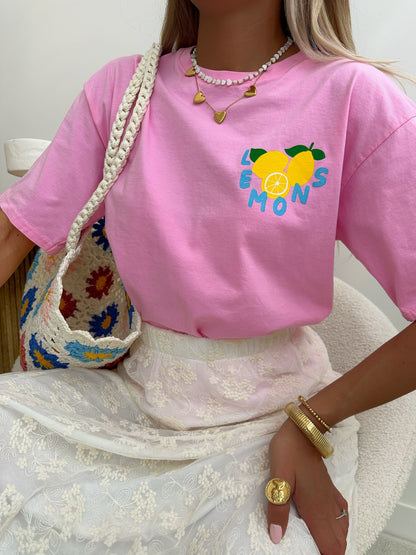 LEMON lemon print T-shirt - pink