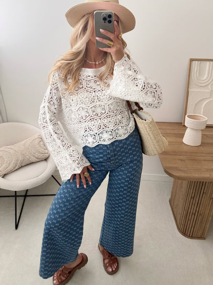 LYA knot print denim jeans