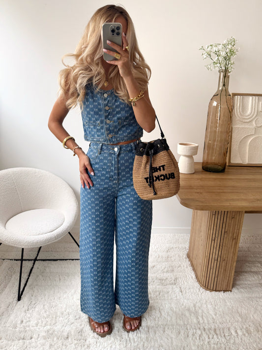 LYA knot print denim jeans