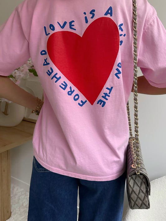 GRETCHEL pink short-sleeved heart print T-shirt