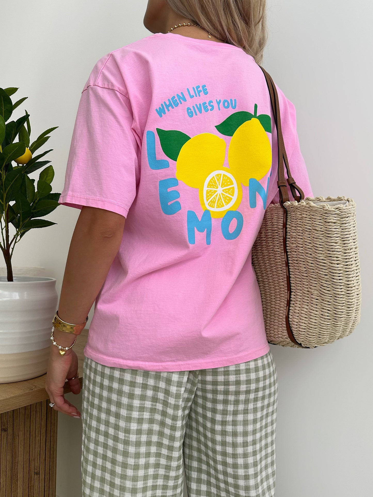 LEMON lemon print T-shirt - pink