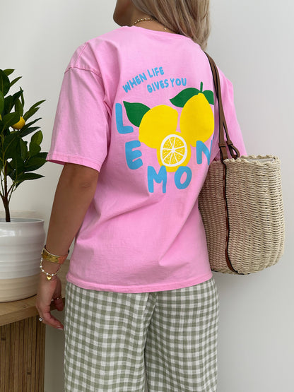 LEMON lemon print T-shirt - pink