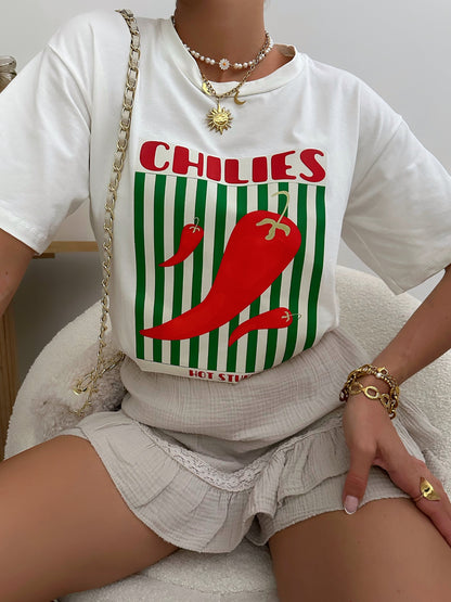 SPICY chili pepper print T-shirt