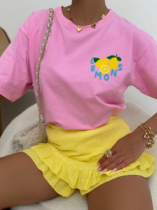 LEMON lemon print T-shirt - pink
