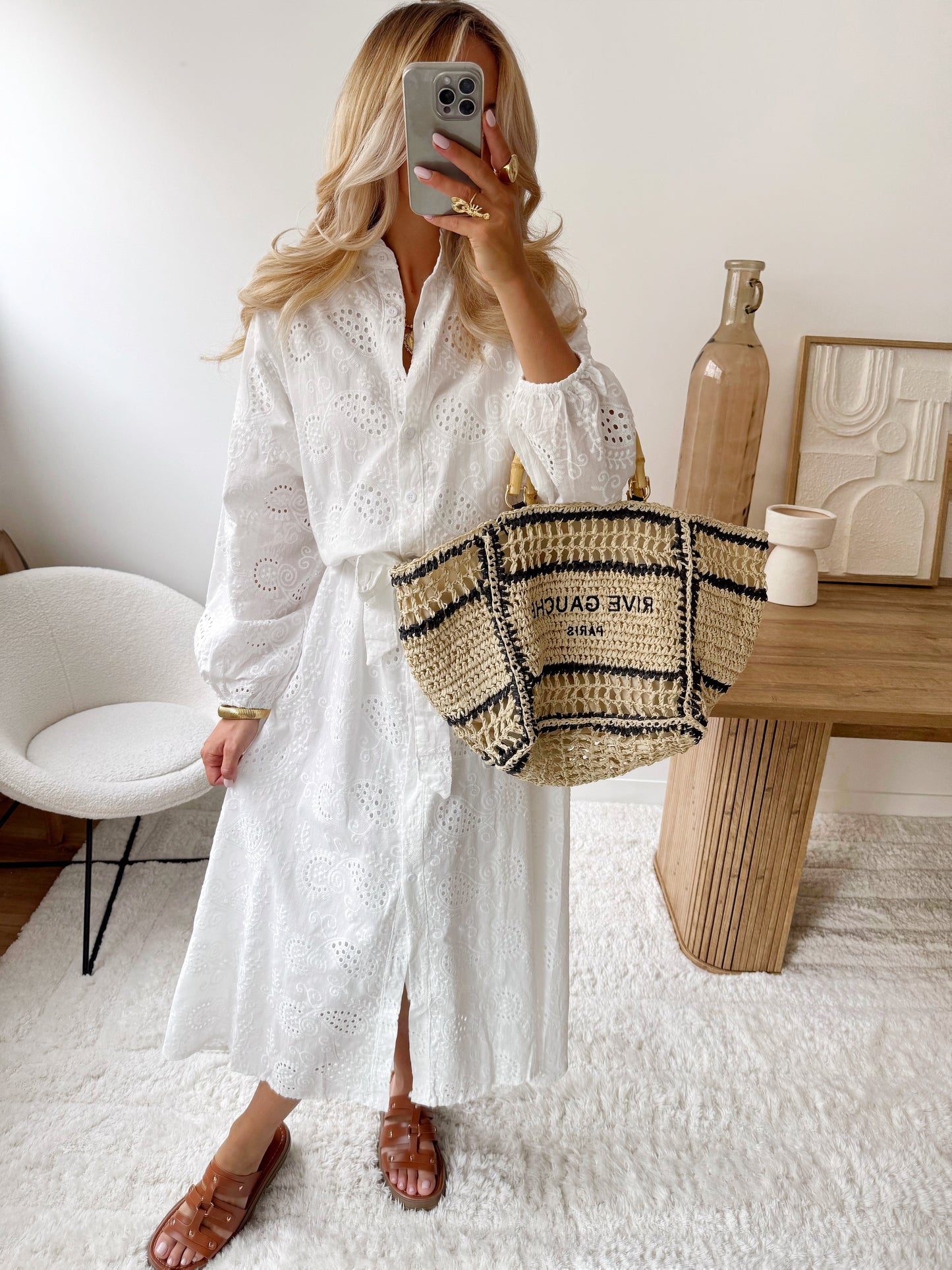 Long dress in openwork embroidery GRAZIE