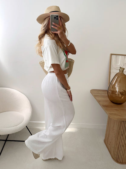 PHITA cotton gauze pants - white