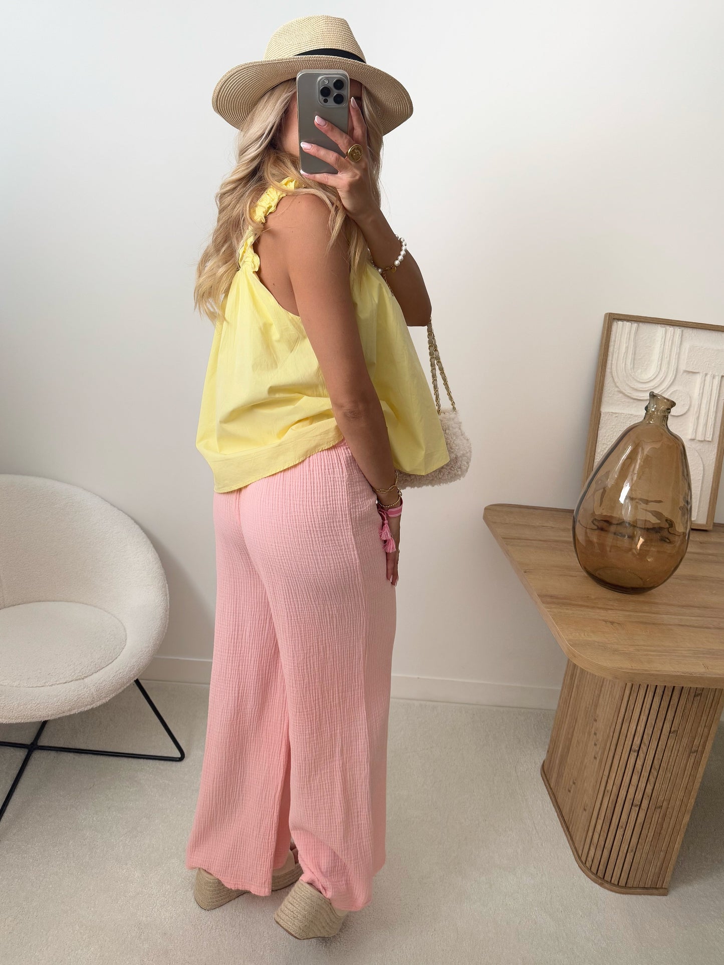 PHITA cotton gauze pants - pale pink