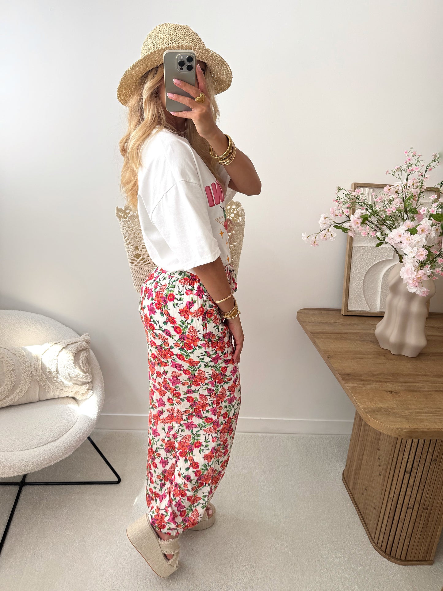 MACEIO floral print straight cut pants