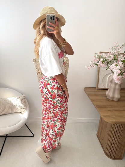 MACEIO floral print straight cut pants
