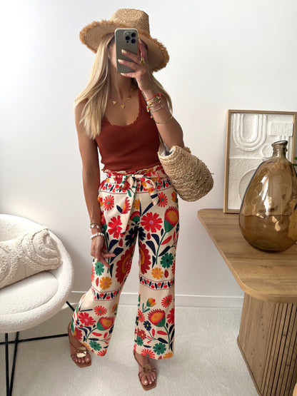 ISNELLO floral print belted pants