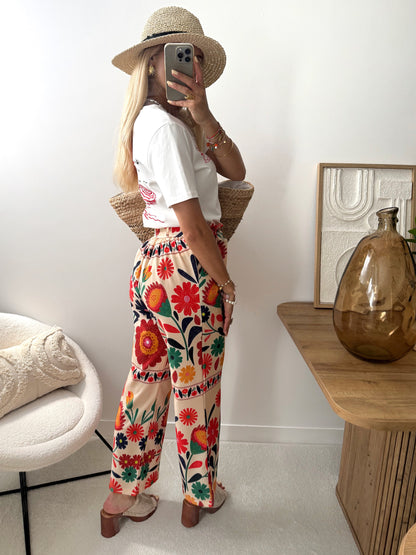 ISNELLO floral print belted pants