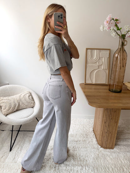 LERANI wide leg jeans - light gray