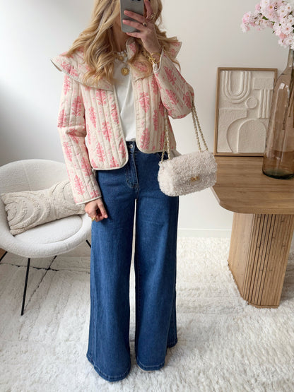 PATTI raw blue wide-leg high-waisted jeans